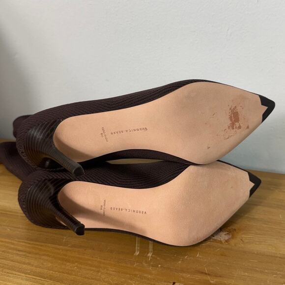 New Veronica Beard Lisa Knit Stiletto Booties in Espresso Women's Size 9 - Picture 7 of 9